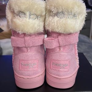 Girls Bebe pink boots
